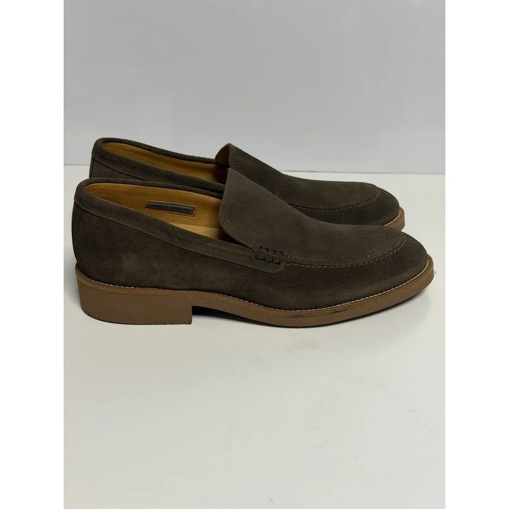 Vince Camuto VM-Arleigh Cow Brown Leather Slip Loafers Men's Shoes SZ 8 New